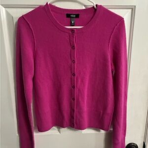 Aqua Bright Fuchsia Button-Front Crewneck Cashmere Cardigan
